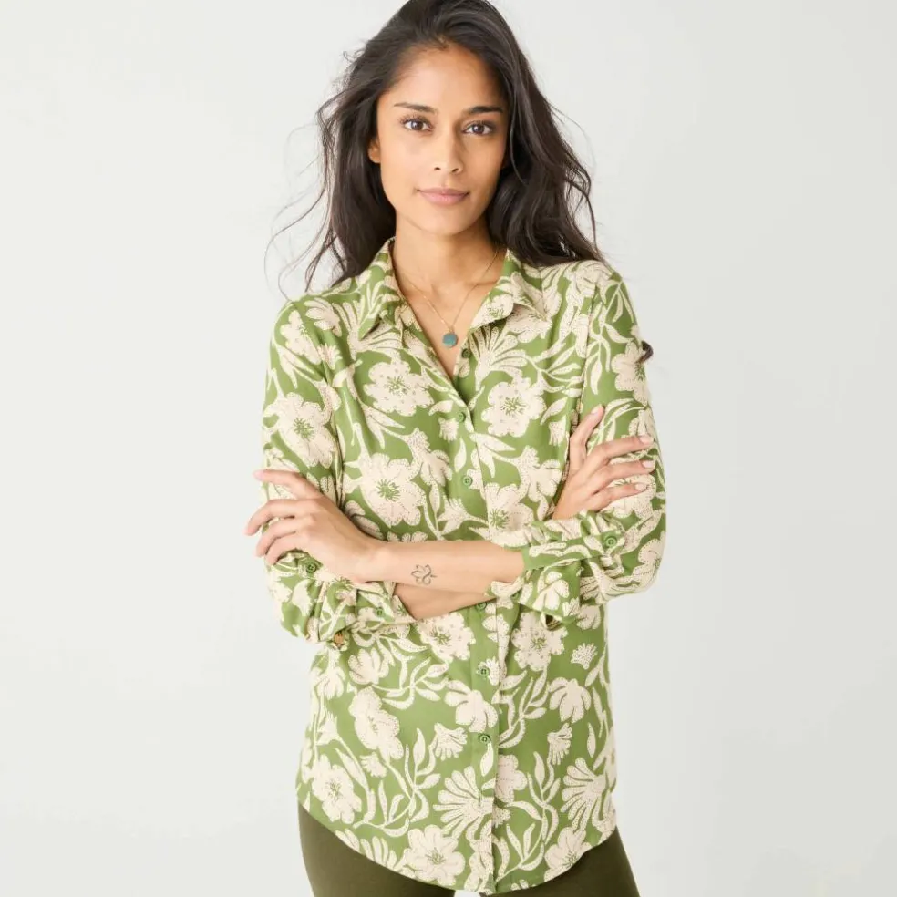 Chemise liquette imprimé floral bicolore