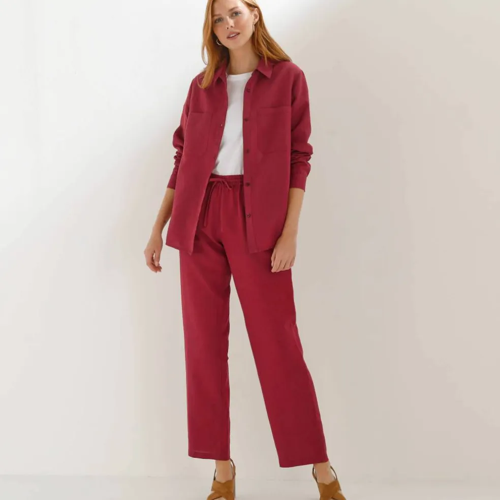 Chemisier boutonné en coton/lin