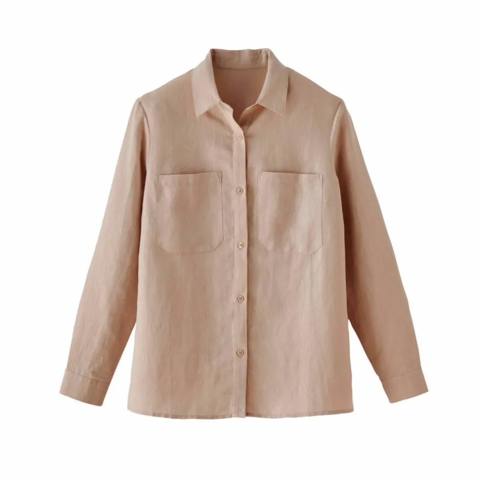 Chemisier boutonné en coton/lin