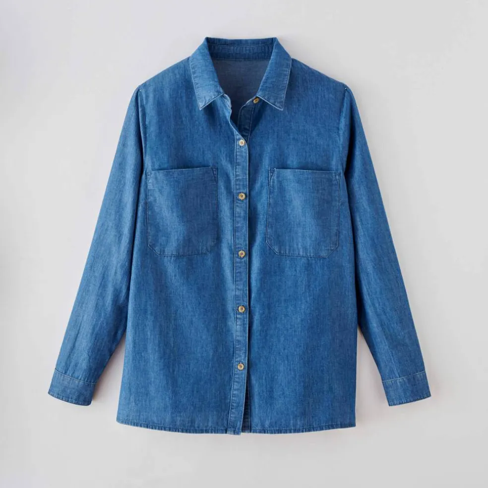 Chemisier boutonné, en denim léger