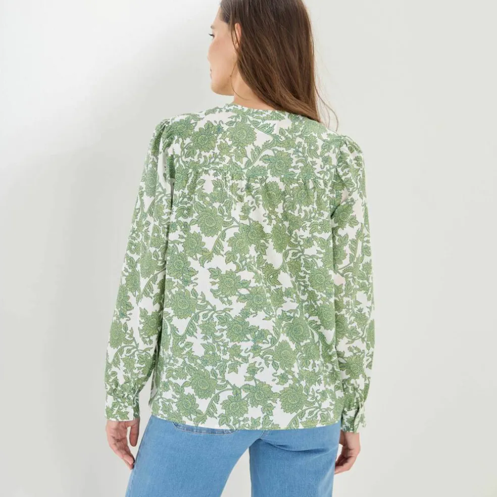 Chemisier imprimé bicolore, voile de coton