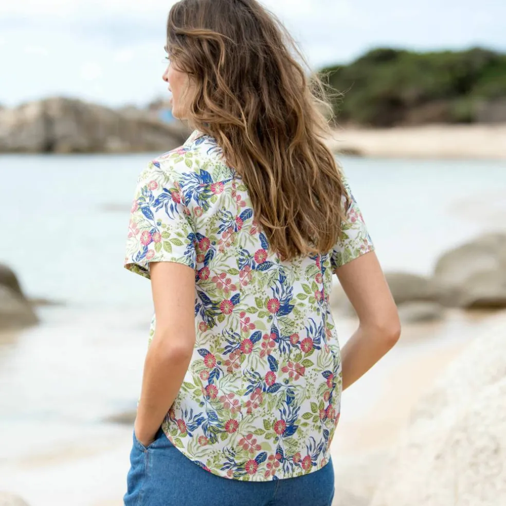 Chemisier manches courtes imprimé fleuri