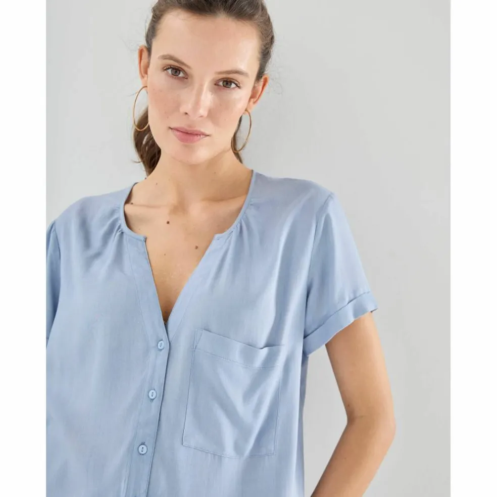 Chemisier uni manches courtes