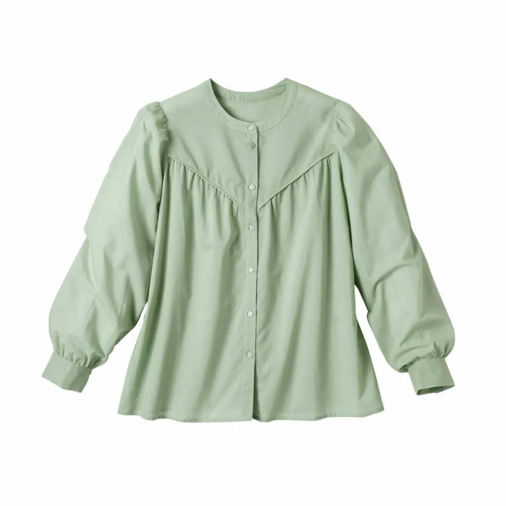 Chemisier uni, voile de coton