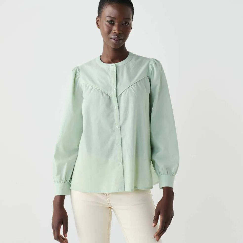 Chemisier uni, voile de coton