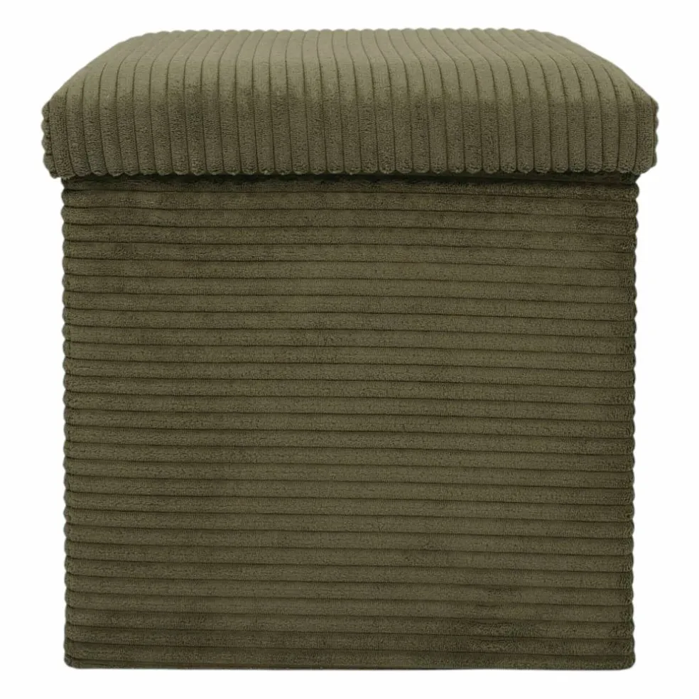 Coffre-pouf pliable, revêtement tissu côtelé