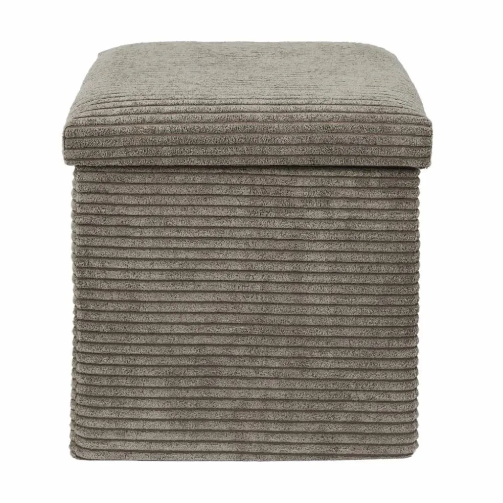 Coffre-pouf pliable, revêtement tissu côtelé