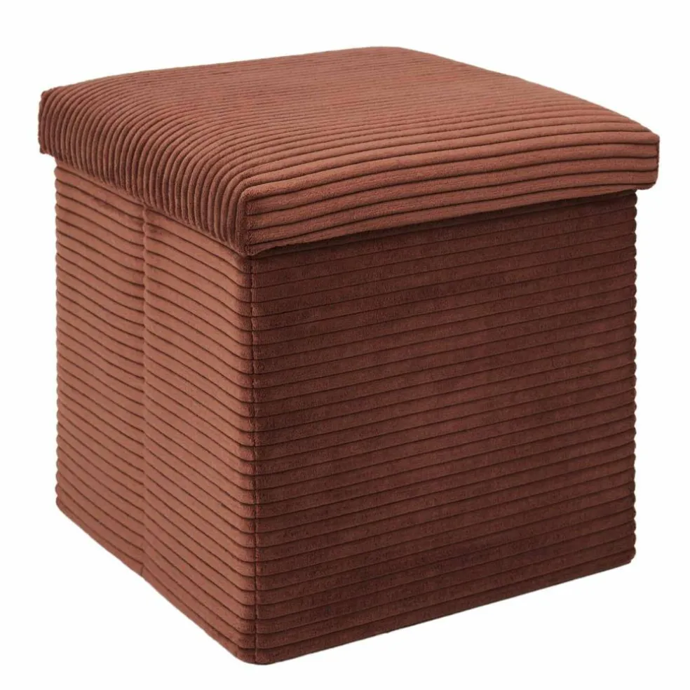 Coffre-pouf pliable, revêtement tissu côtelé