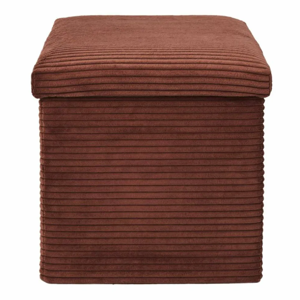 Coffre-pouf pliable, revêtement tissu côtelé