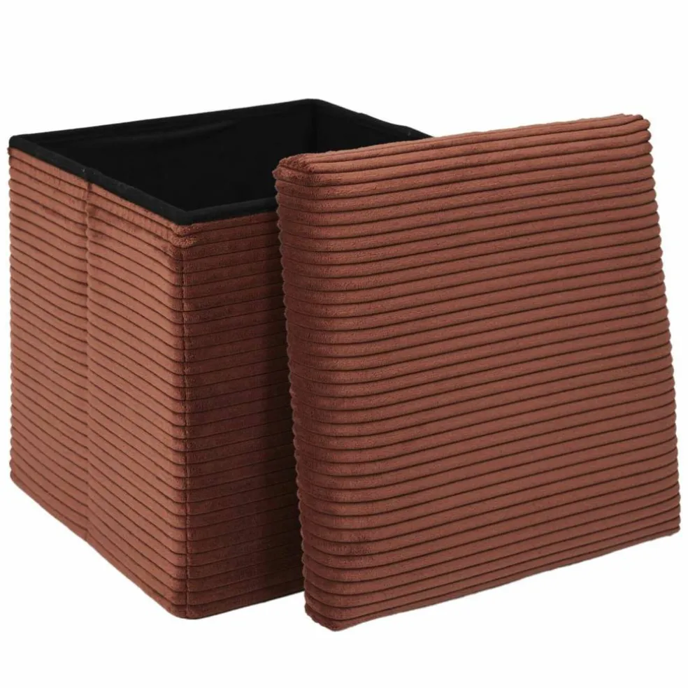 Coffre-pouf pliable, revêtement tissu côtelé