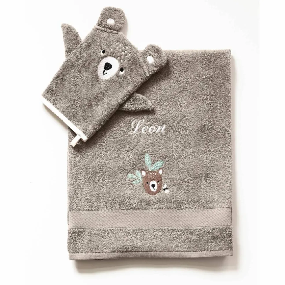 Collection éponge enfant brodée ourson personnalisable coton