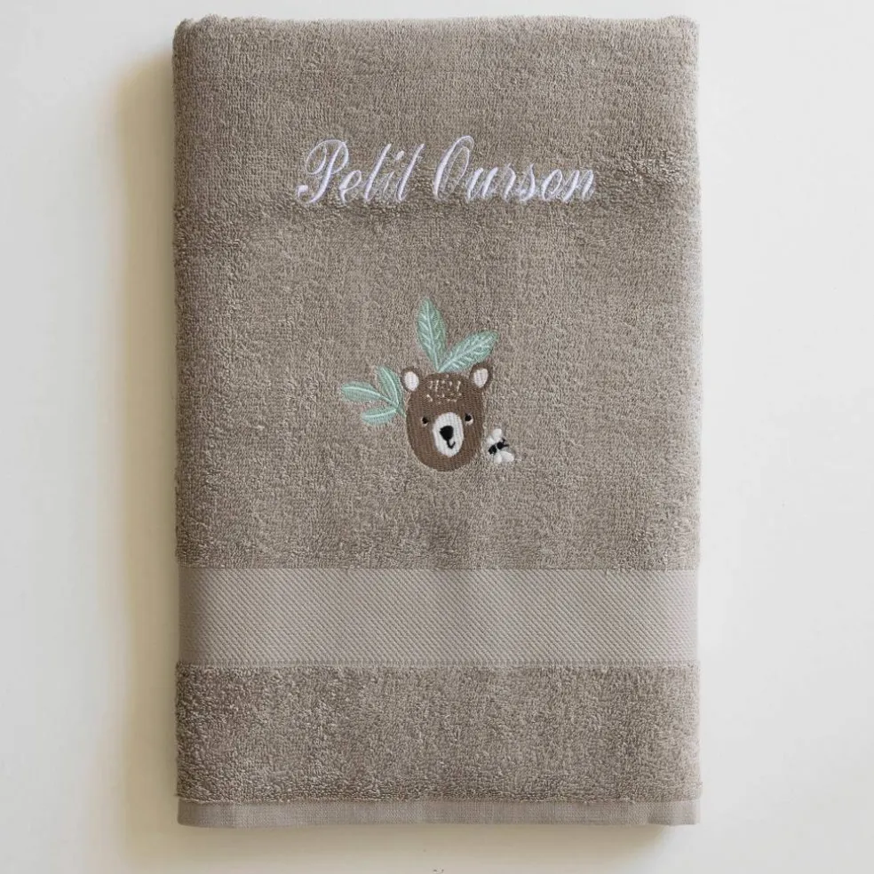 Collection éponge enfant brodée ourson personnalisable coton