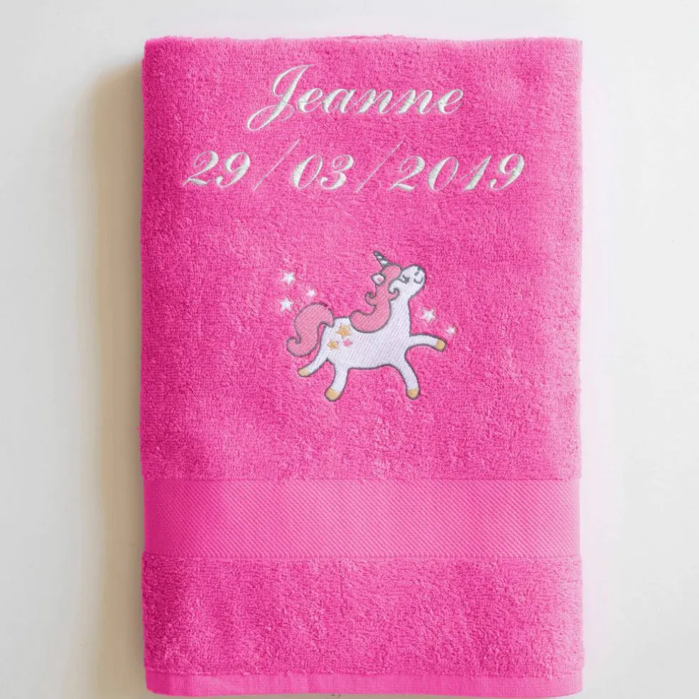 Collection éponge enfant brodée licorne personnalisable coton