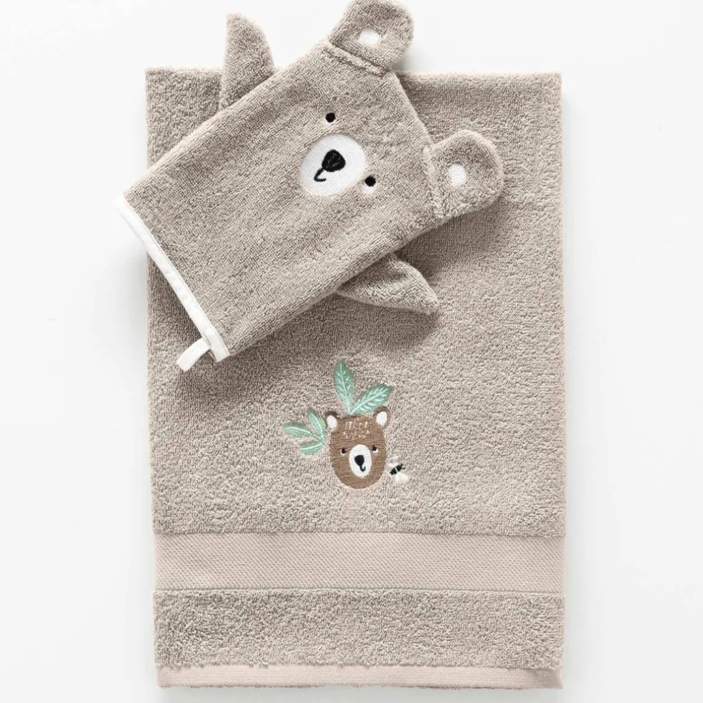 Collection éponge enfant brodée ourson coton - 380 g/m²