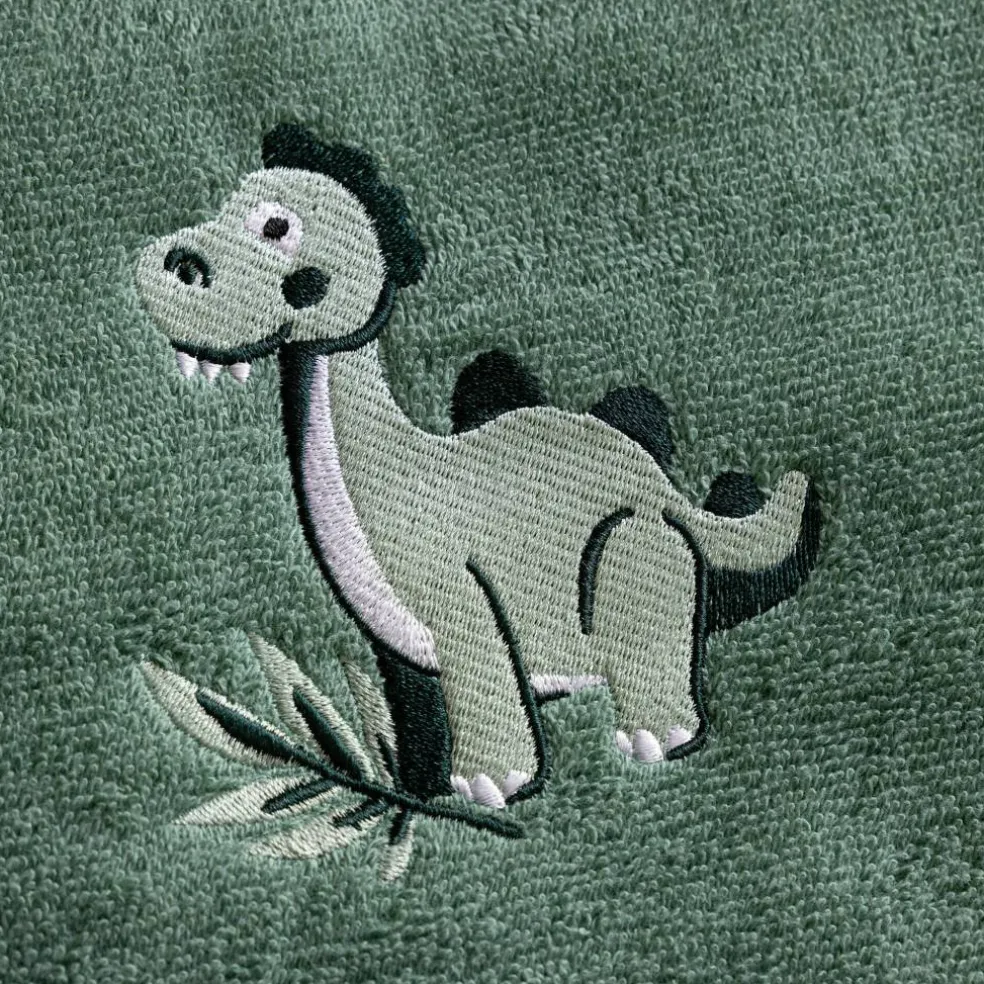 Collection éponge enfant brodée dinosaure coton - 380 g/m²