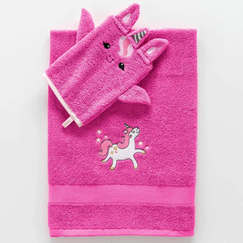Collection éponge enfant brodée licorne coton - 380 g/m²