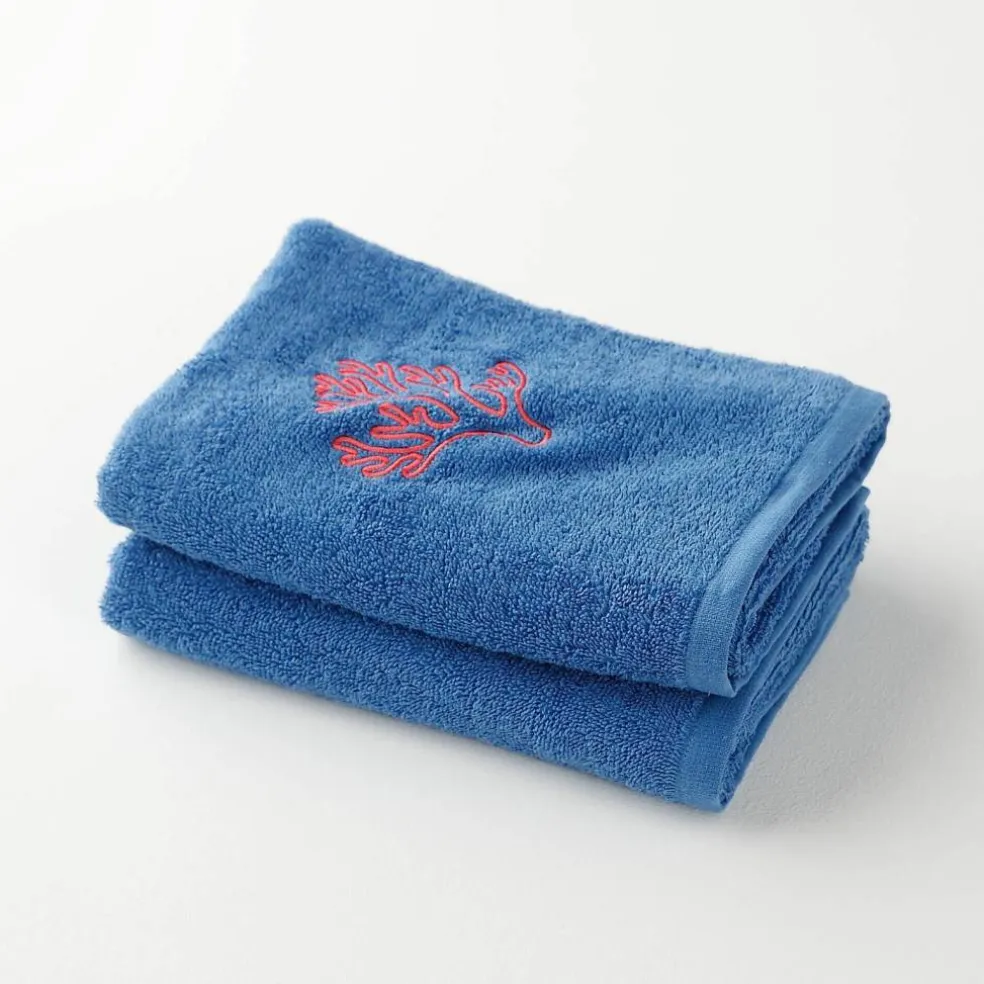 Collection serviettes de bain 420 g/m² brodées corail