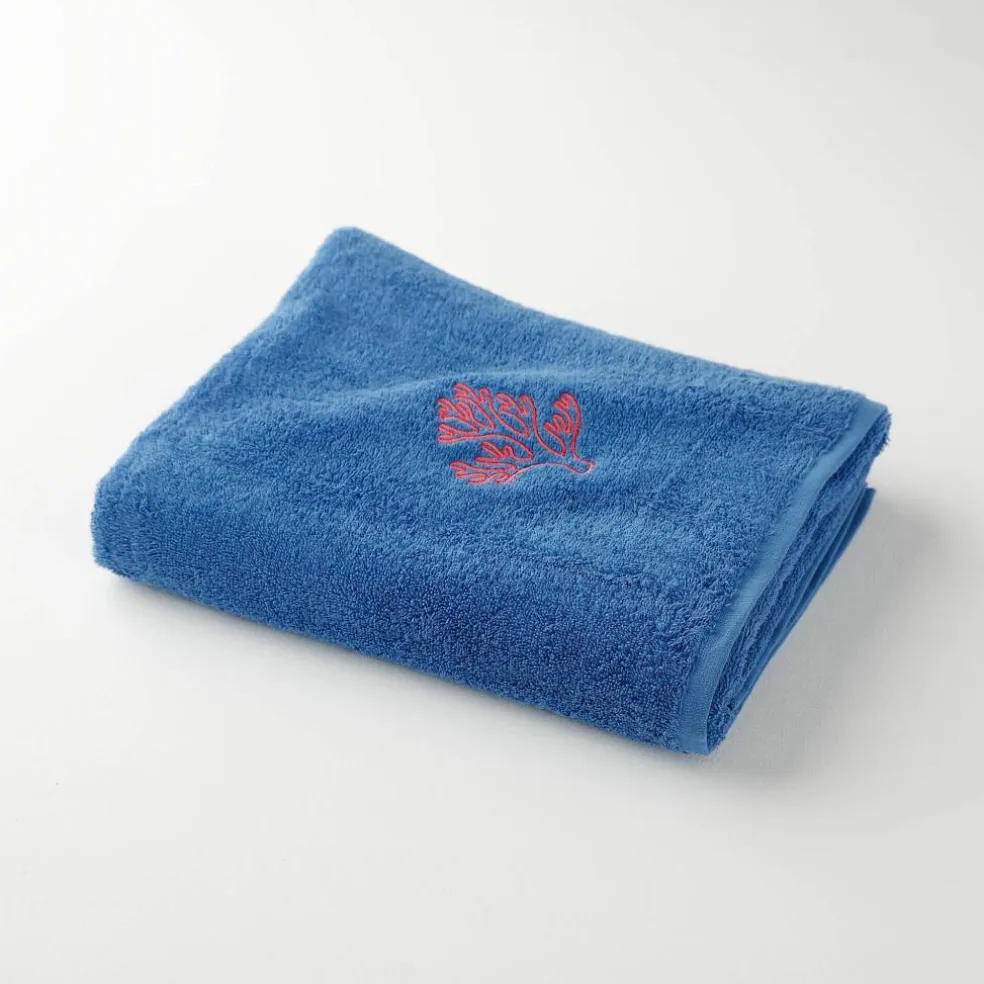 Collection serviettes de bain 420 g/m² brodées corail