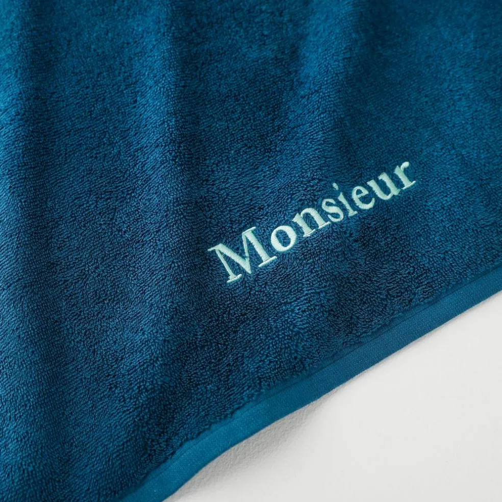 Collection serviettes de bain 420 g/m² brodées "MONSIEUR"
