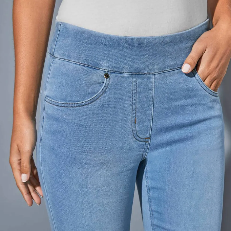 Corsaire fuselé ultra stretch, maille effet jean