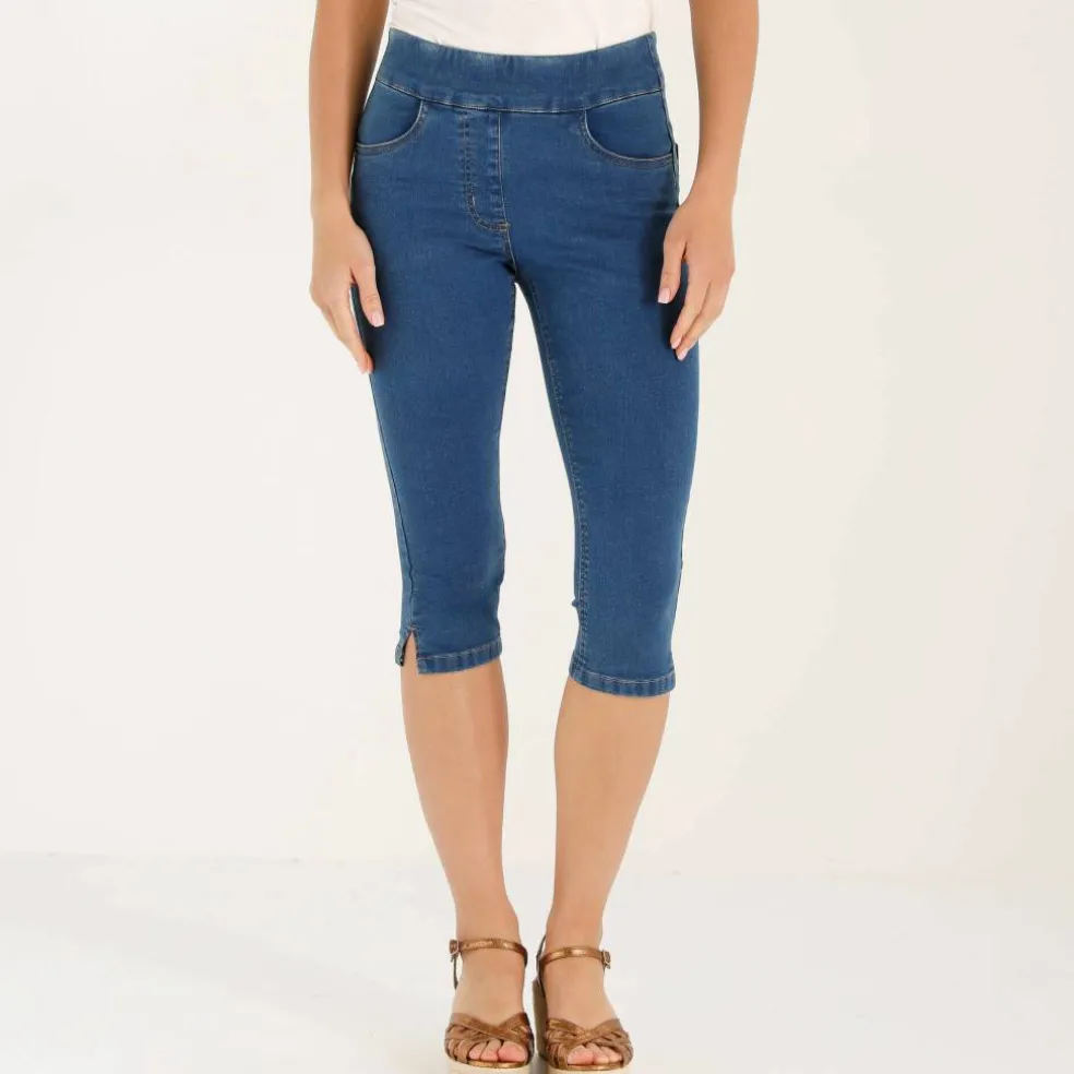 Corsaire fuselé ultra stretch, maille effet jean