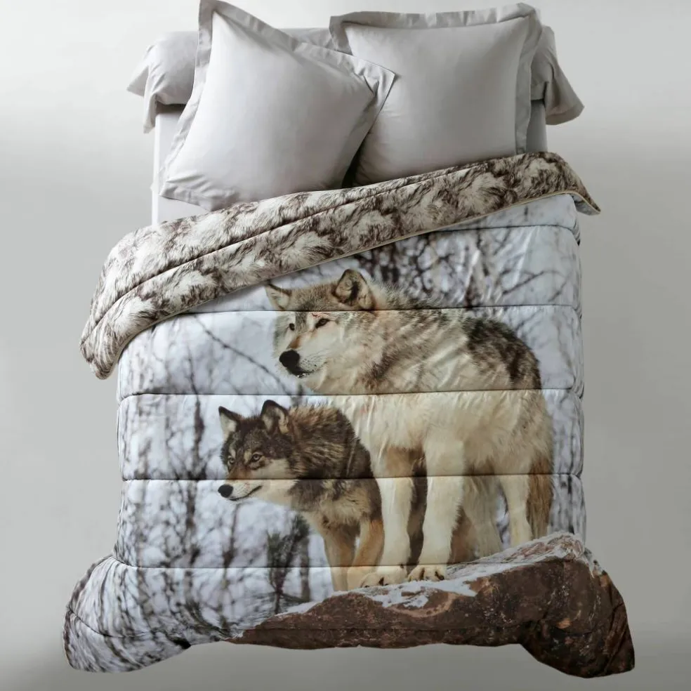 Couette microfibre impression photo loup 200g/m2