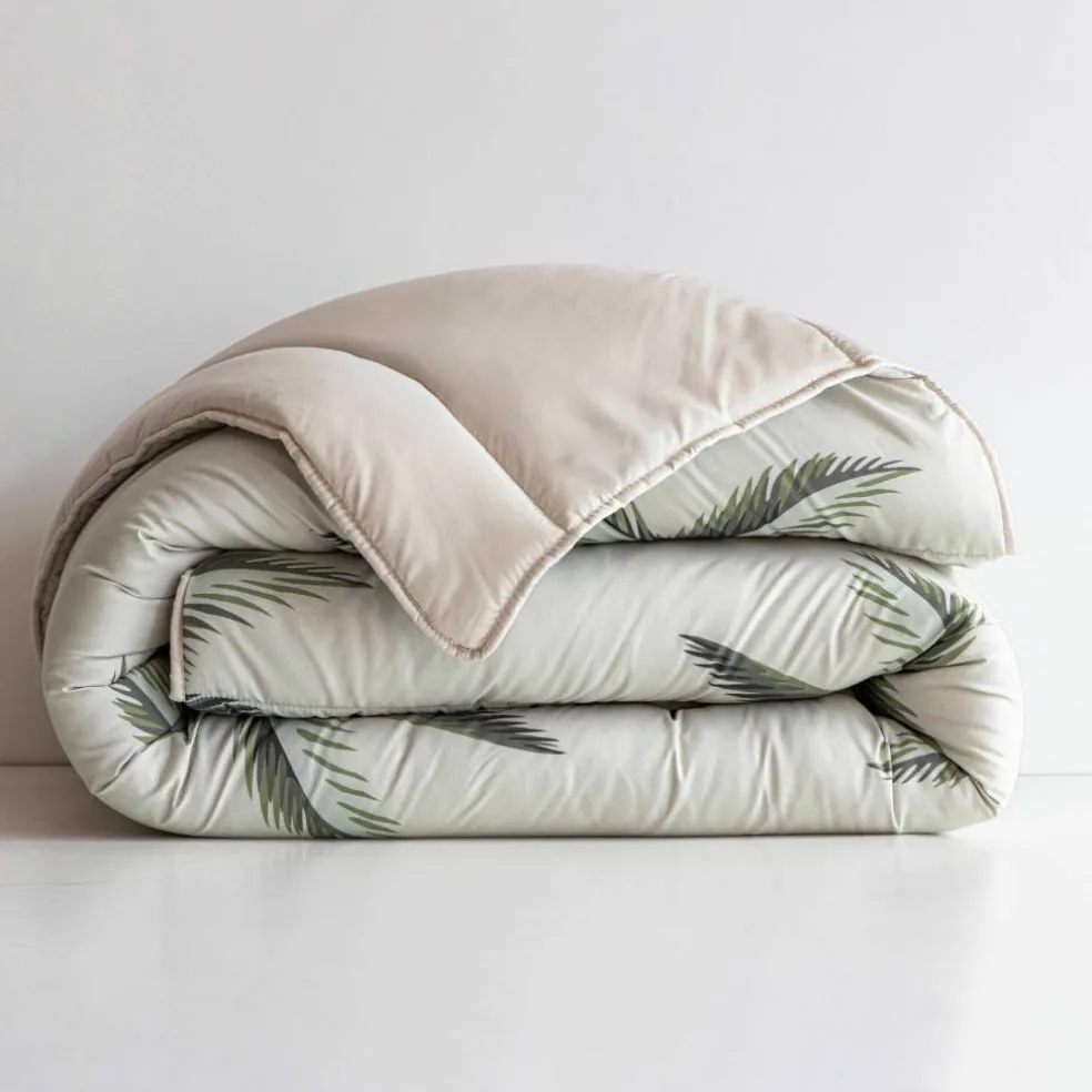 Couette microfibre imprimée feuilles tropicales 400g/m²