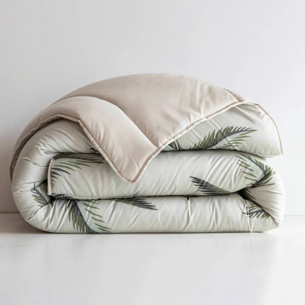 Couette microfibre imprimée feuilles tropicales 200 g/m²