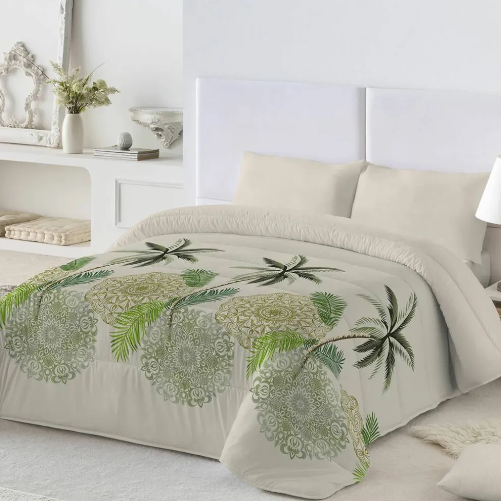 Couette microfibre imprimée feuilles tropicales 200 g/m²
