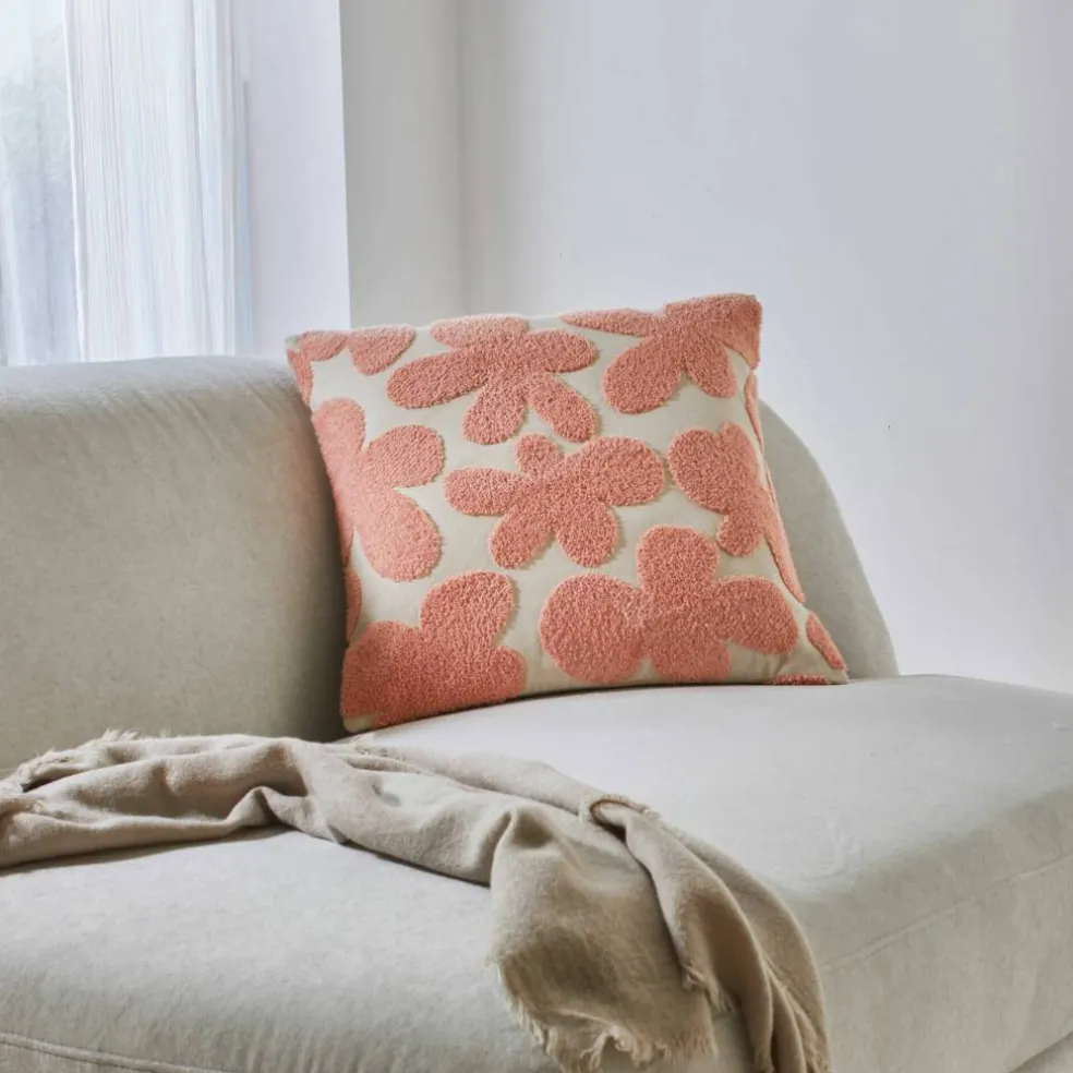 Coussin fleuri éponge bouclette reliefée