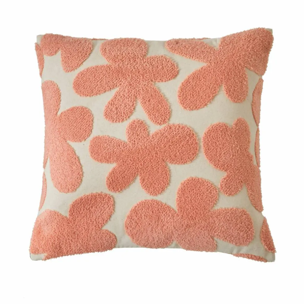 Coussin fleuri éponge bouclette reliefée