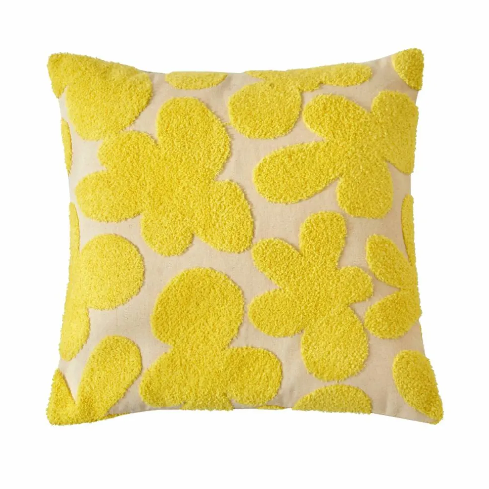 Coussin fleuri éponge bouclette reliefée