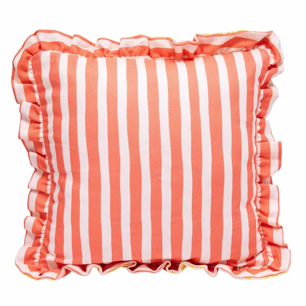 Coussin imprimé rayé et citrons
