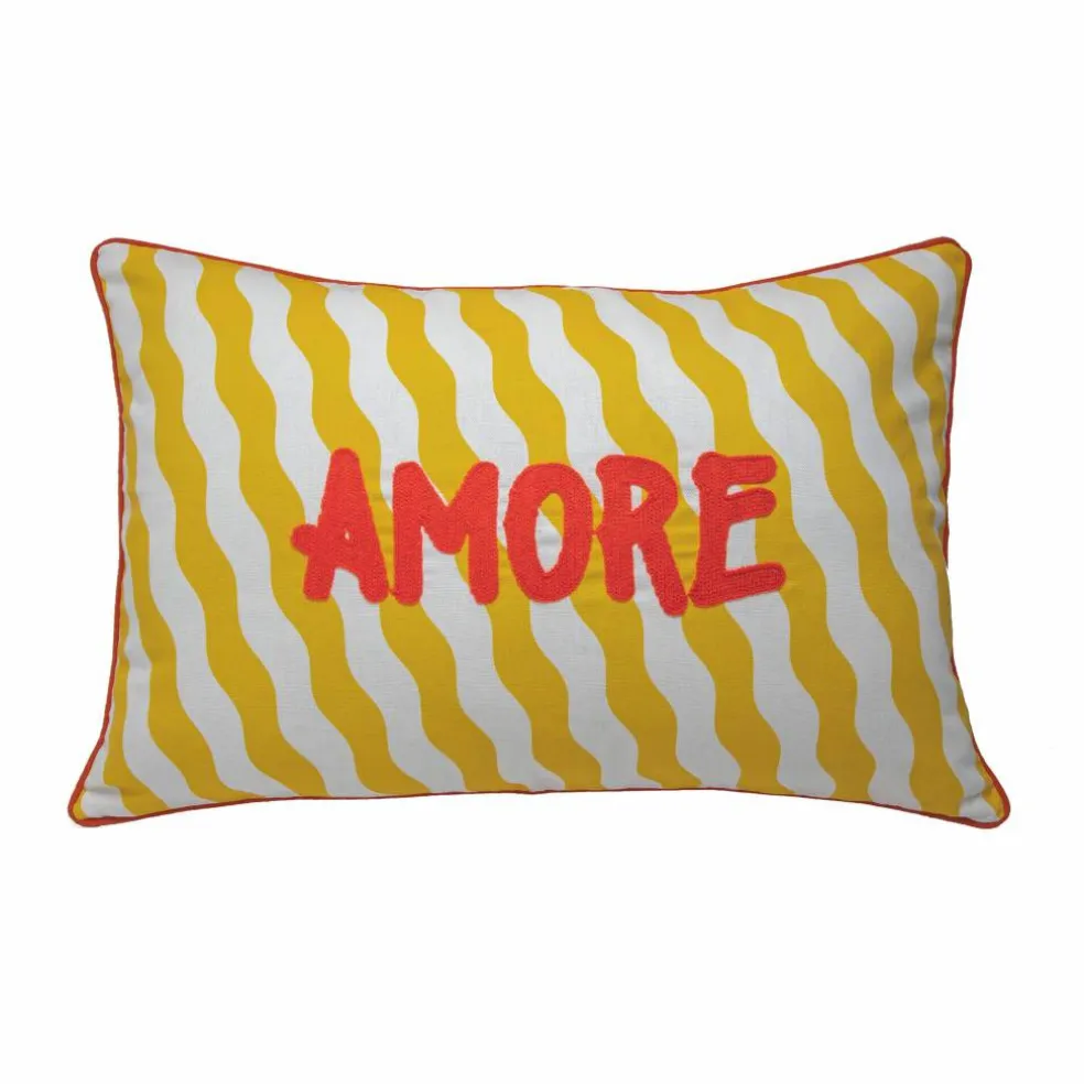 Coussin rectangulaire brodé Amore