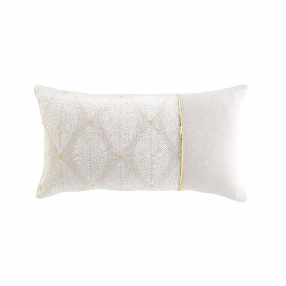 Coussin rectangulaire imprimé feuilles détails dorés