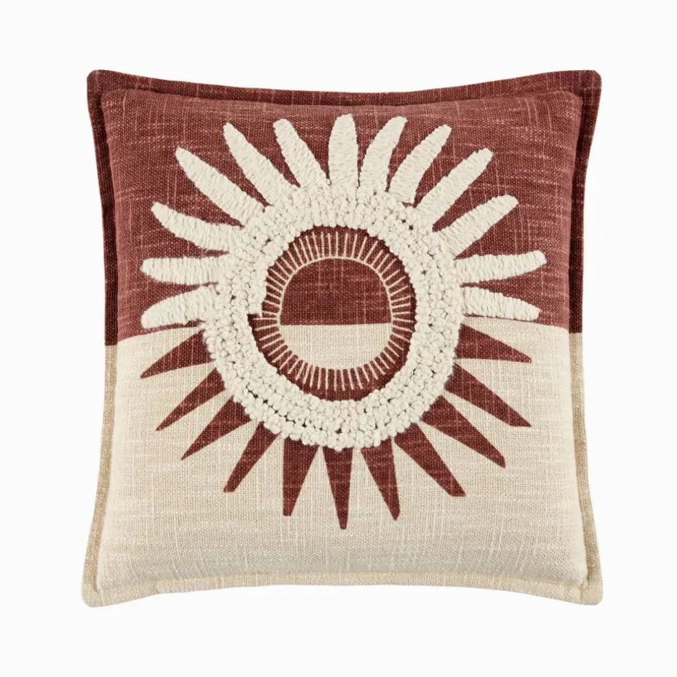 Coussin texturé motif soleil