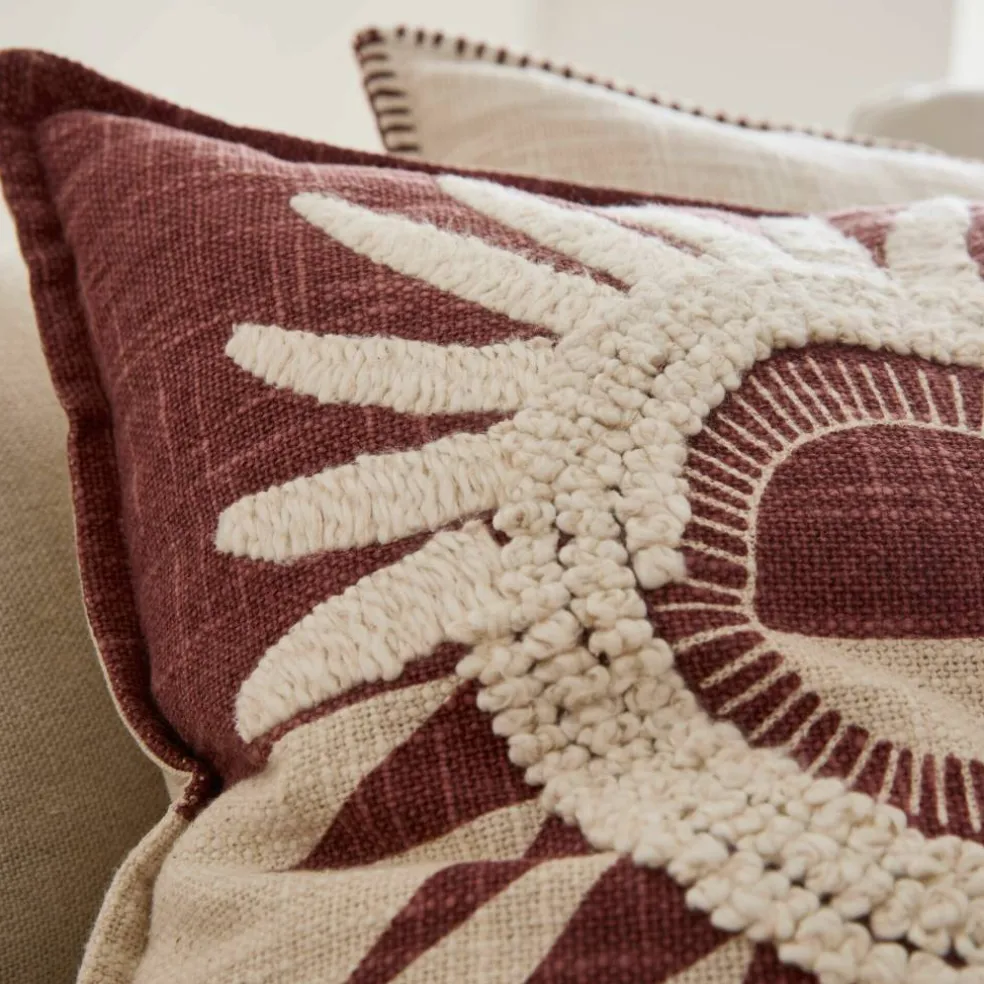 Coussin texturé motif soleil