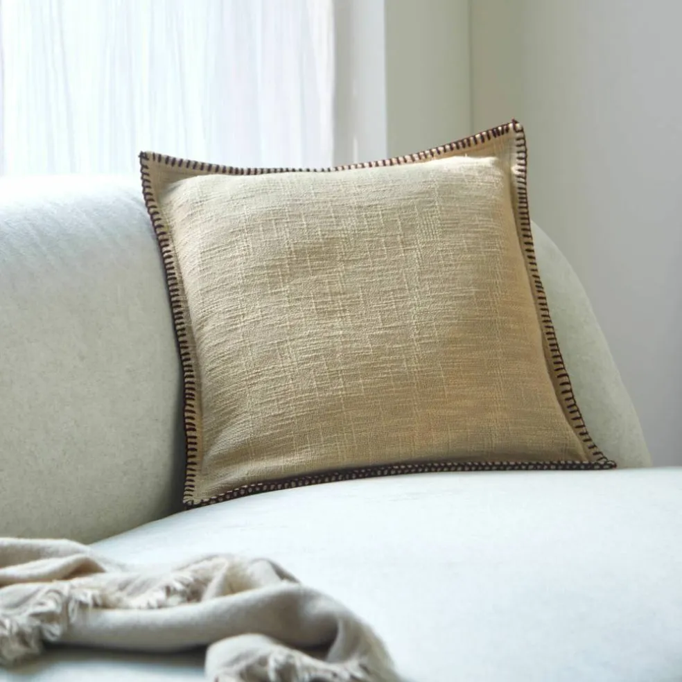 Coussin uni coton texturé