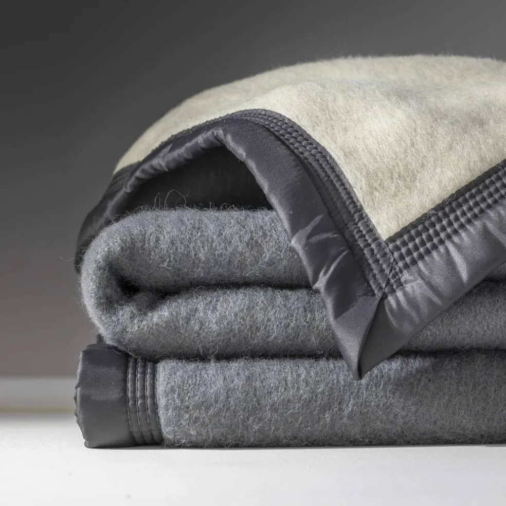 Couverture bicolore pure laine 600 g/m²