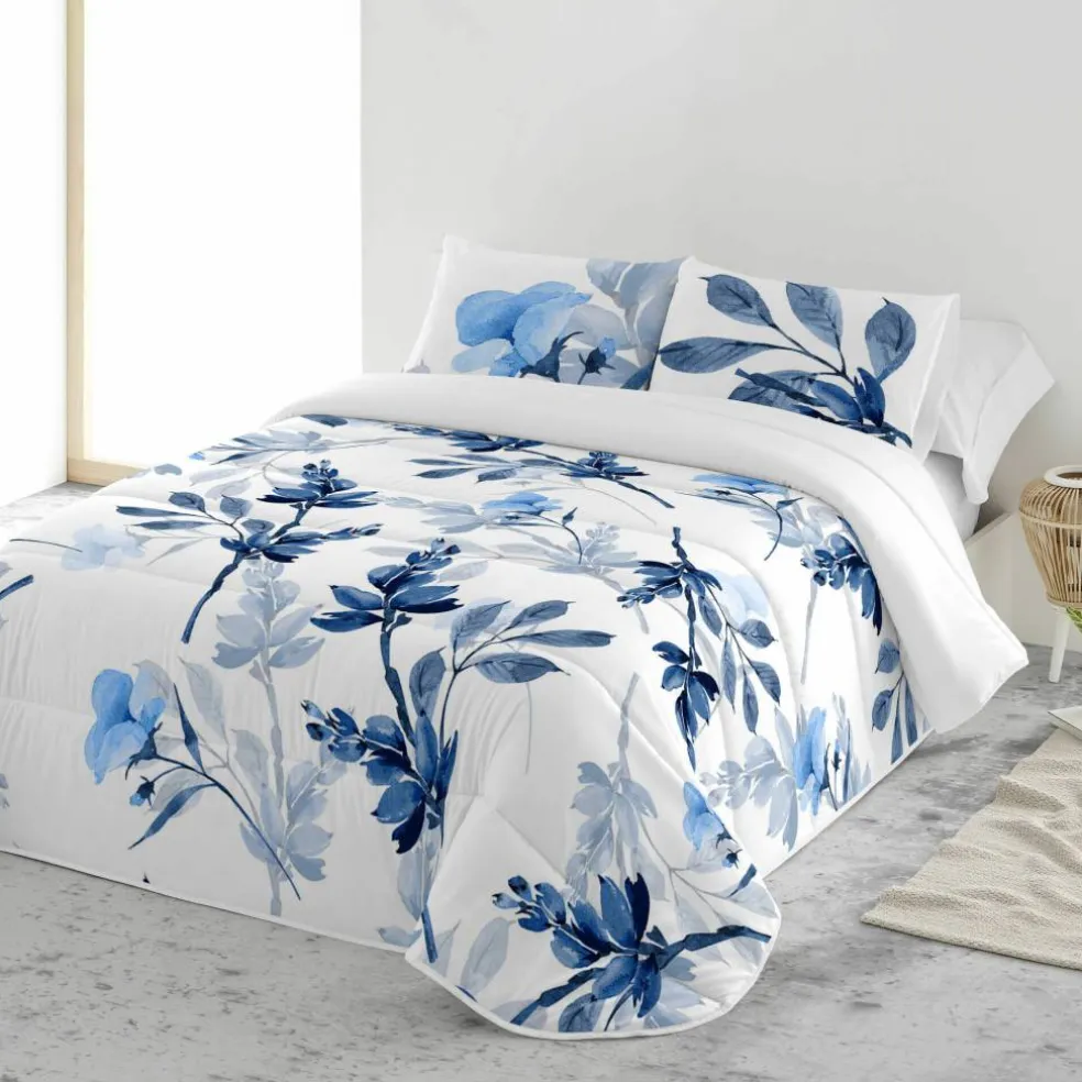 Couvre-lit matelassé imprimé Bleuet