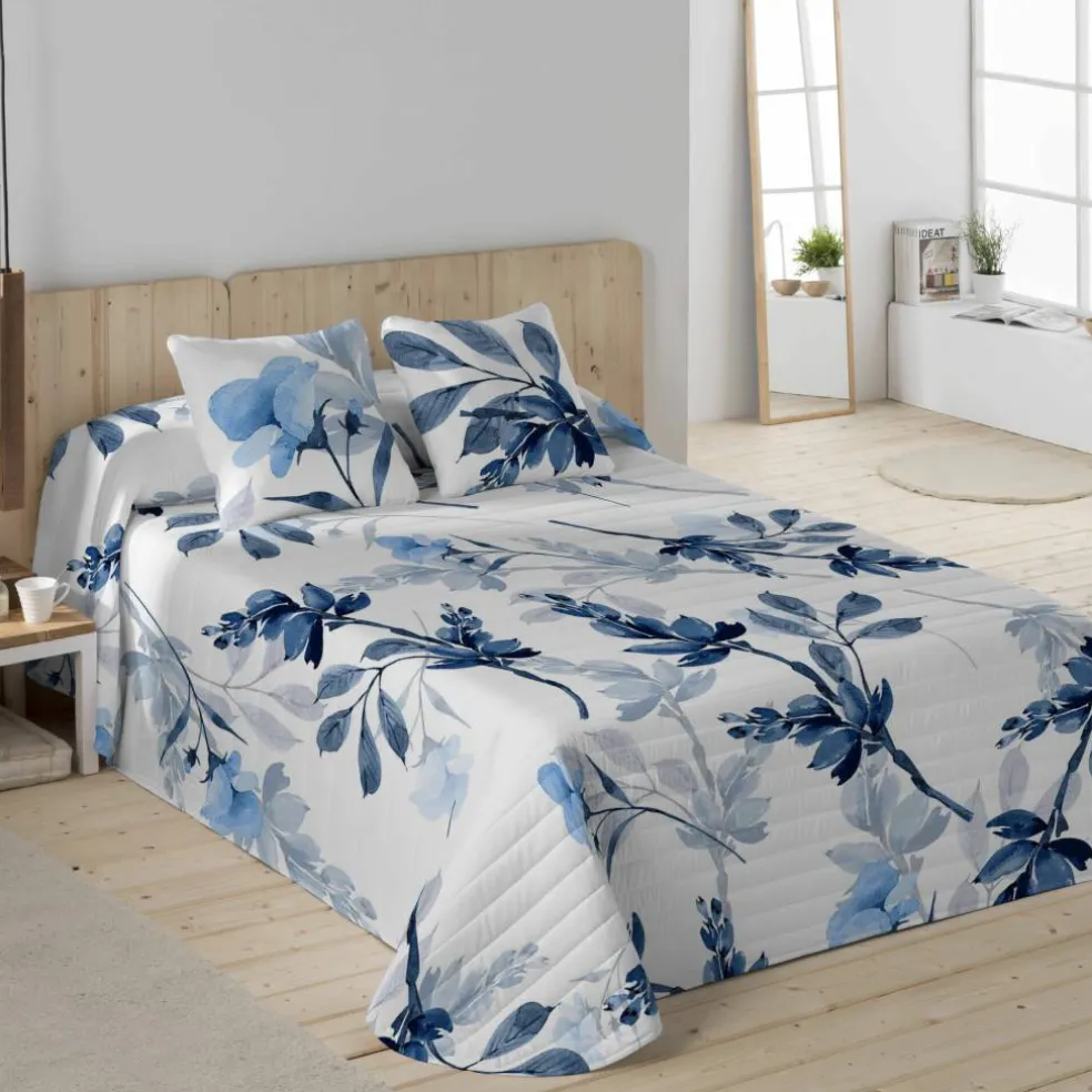 Couvre-lit matelassé imprimé Bleuet