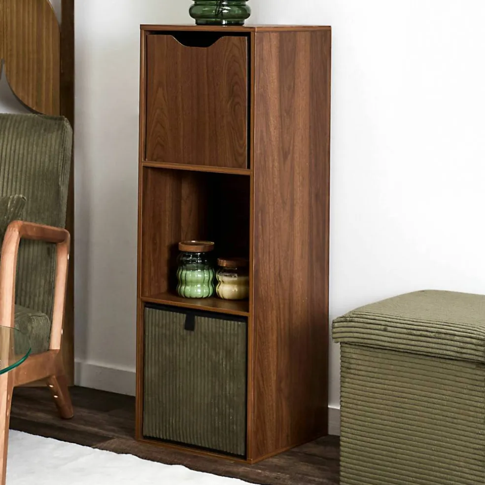 Cube de rangement pliable, façade bois MDF