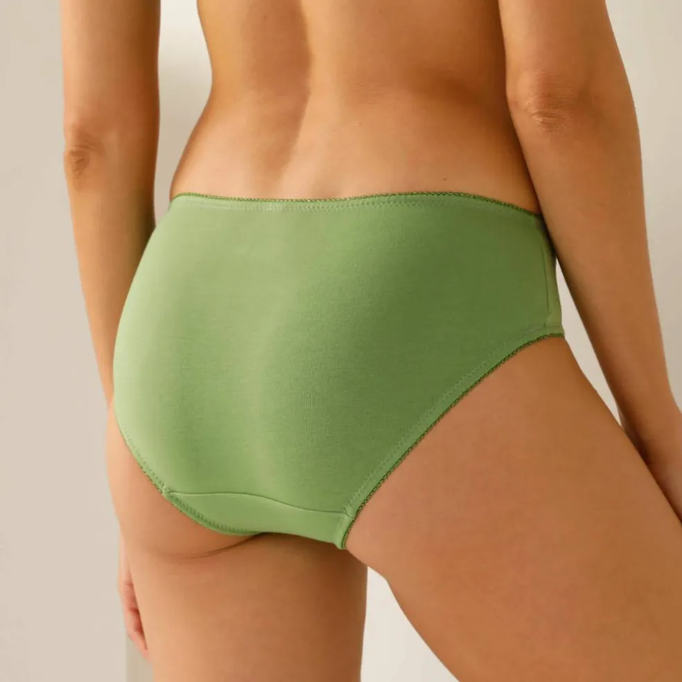 Culotte brodée forme midi coton uni Olbia - lot de 2