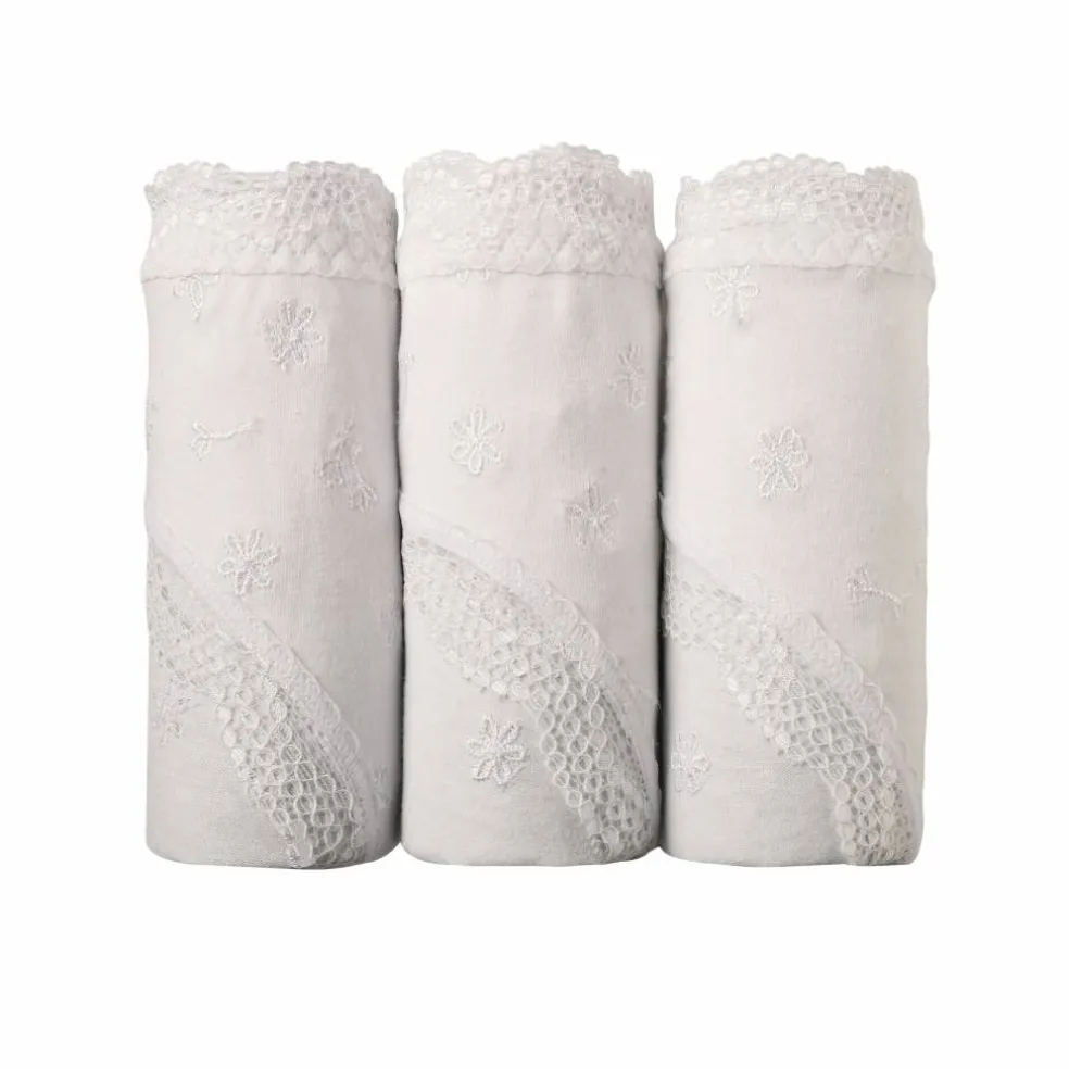 Culotte coton et dentelle stretch forme midi taille haute - lot de 3