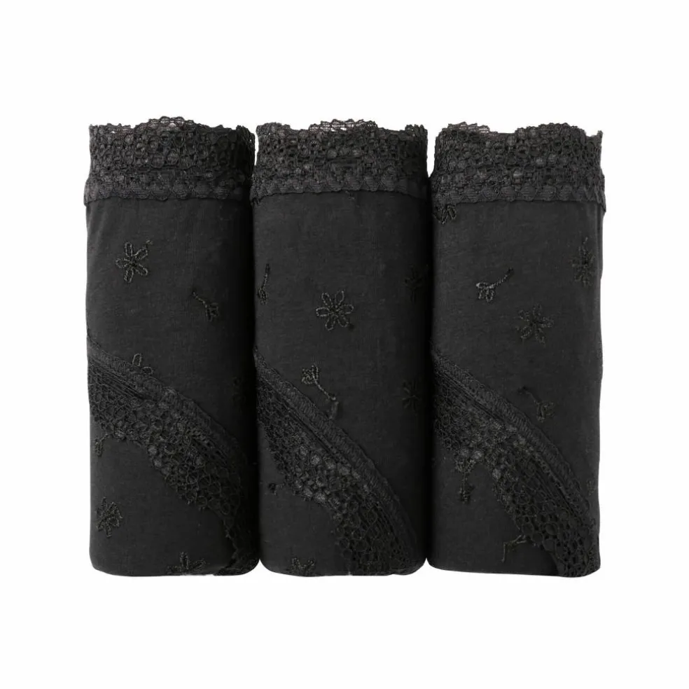 Culotte coton et dentelle stretch forme midi taille haute - lot de 3