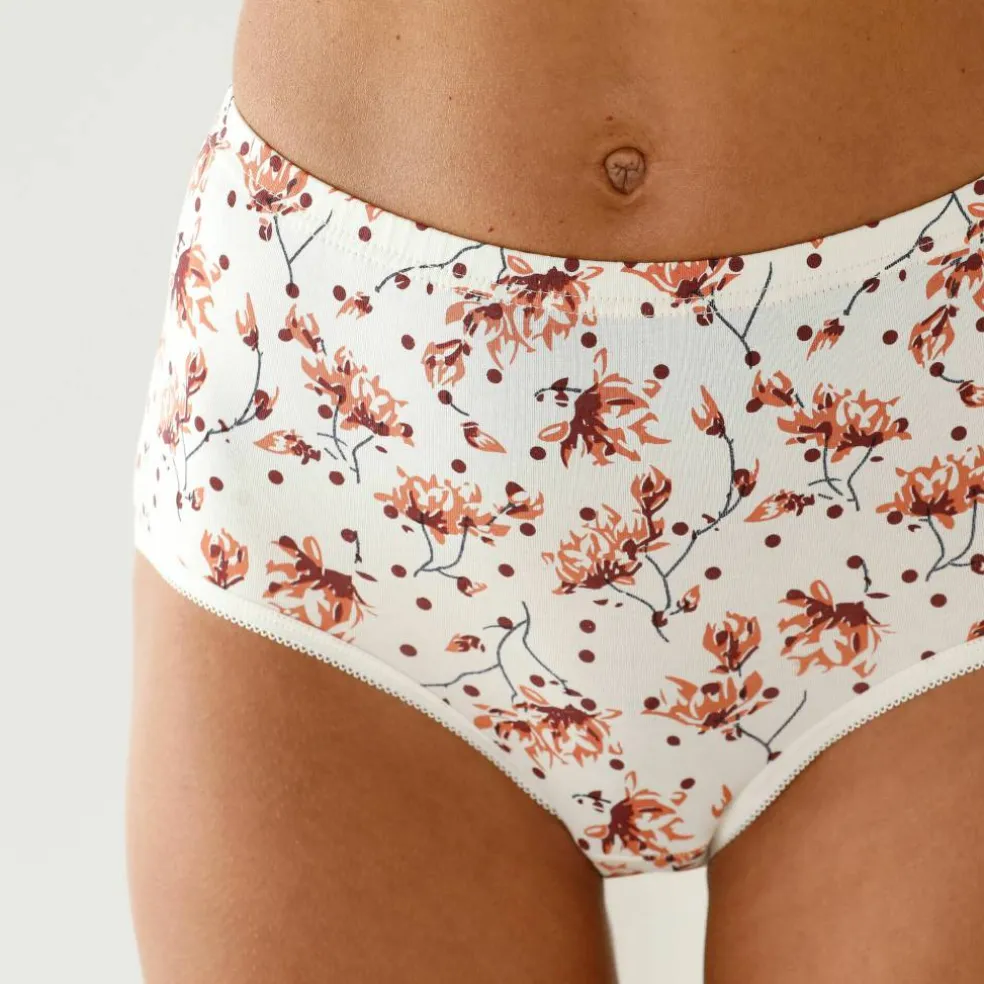 Culotte coton forme maxi unie et imprimée fleur - lot de 7