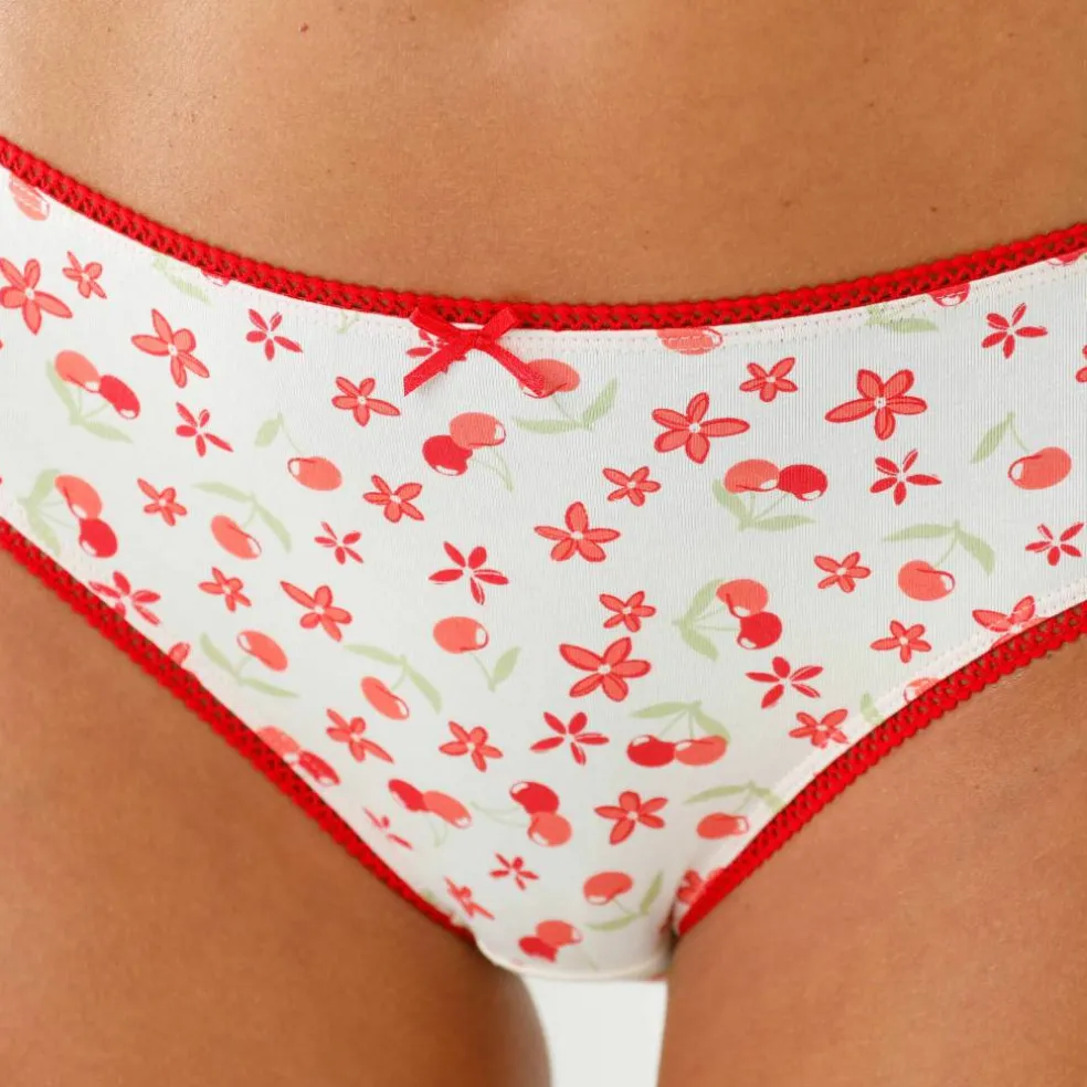 Culotte coton stretch forme midi imprimé "cerises" – Lot de 4
