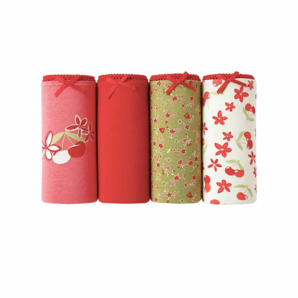 Culotte coton stretch forme midi imprimé "cerises" – Lot de 4