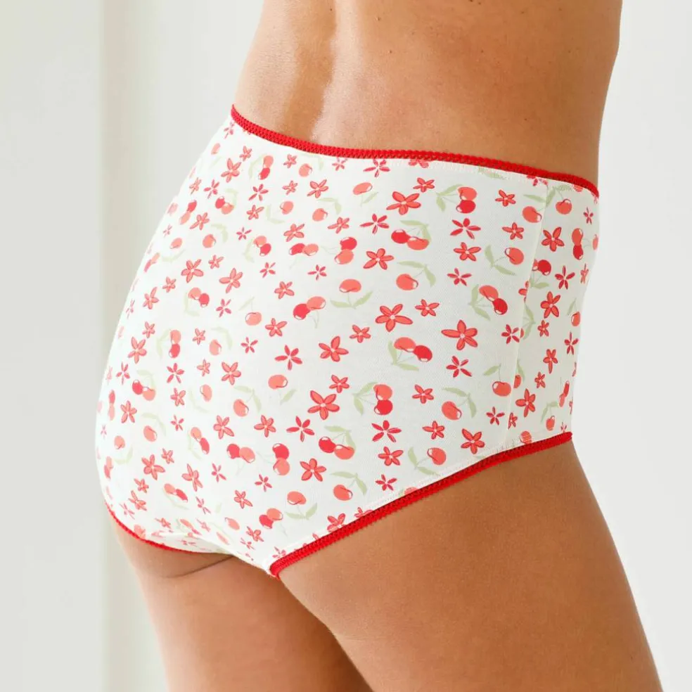 Culotte coton stretch forme maxi imprimé "cerises" - Lot de 4