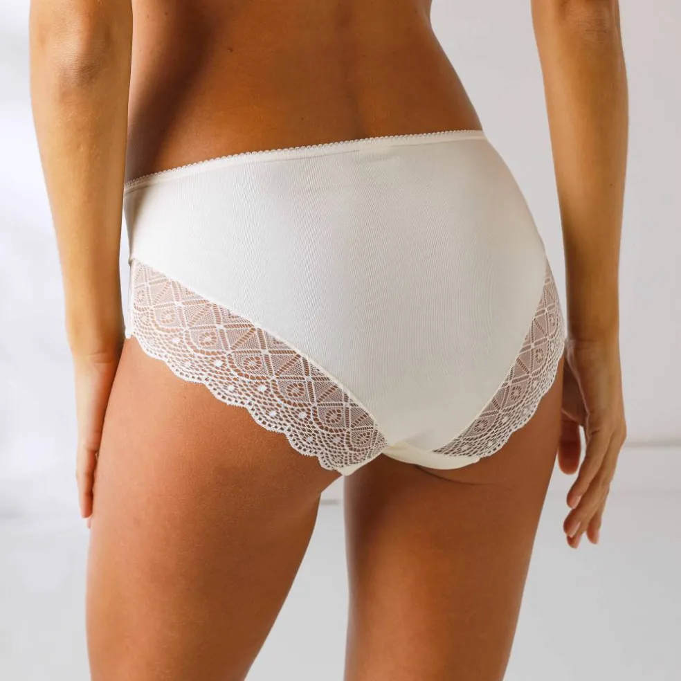 Culotte forme maxi coton uni stretch et dentelle - lot de 3